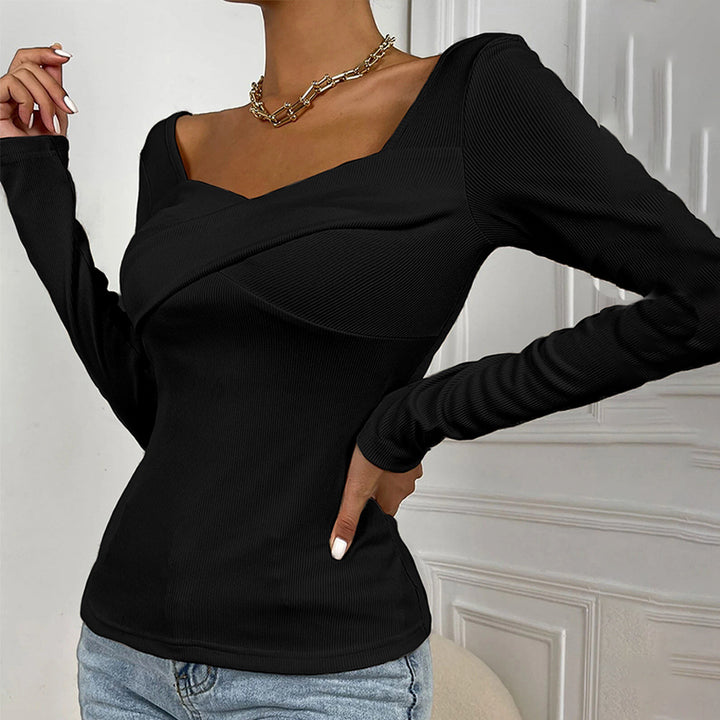 Damen figurbetonter Ripp-Body mit quadratischem Ausschnitt und Drapé-Bustier Drune