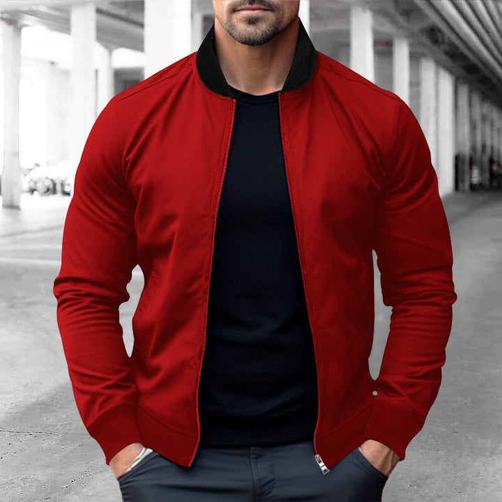 Herren sportliche Jacke mit hohem Kragen und seitlichen Reißverschlusstaschen Drune