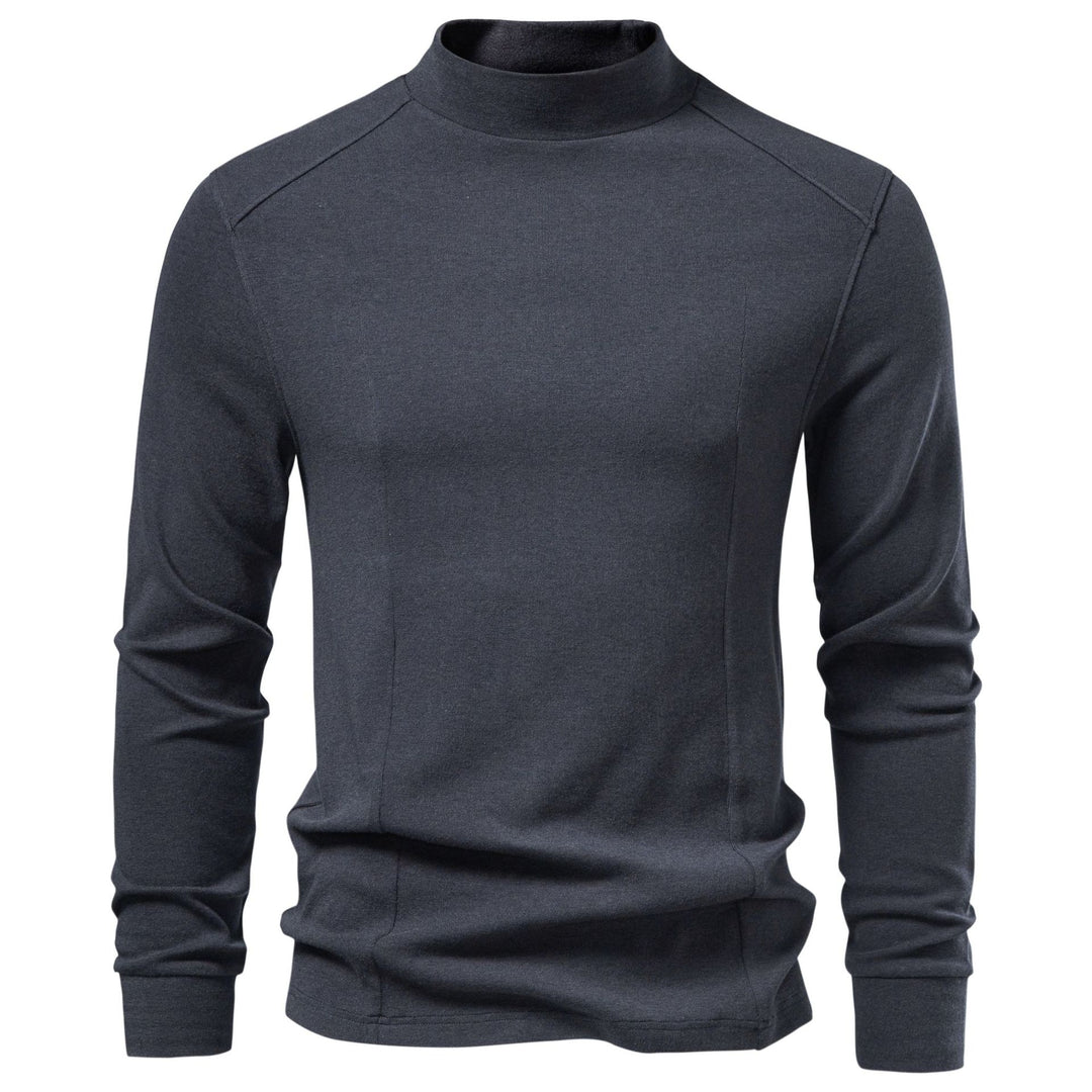 Herren Langarm Sweatshirt mit schmalem Stehkragen und Baumwollmix Drune