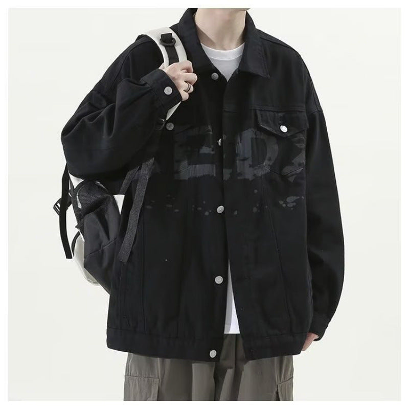 Herren Modische Denimjacke mit Brusttaschen Drune