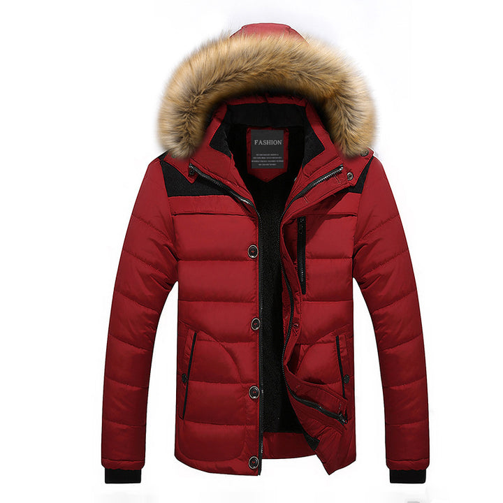 Herren thermisch gesteppter City-Parka mit wattierter Innenschicht und abnehmbarer Kunstfellkapuze Drune