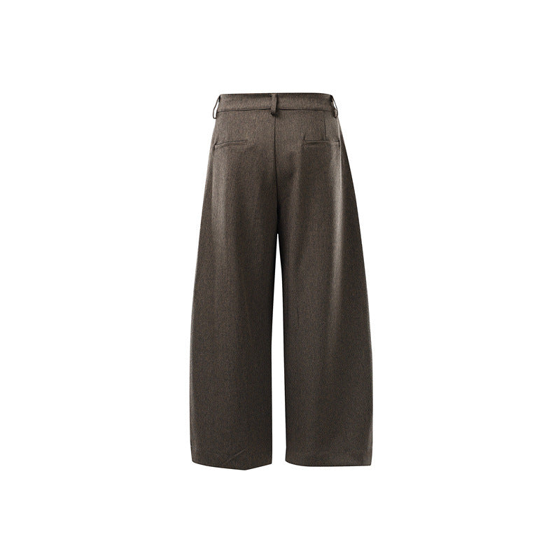 Damen Hochtaillierte Culotte-Hose mit Mittelnaht, Bügelfalte und Doppelknopfbund Drune