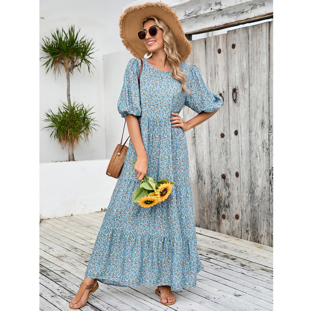 Damen Maxikleid mit Volant und floralen Details Drune