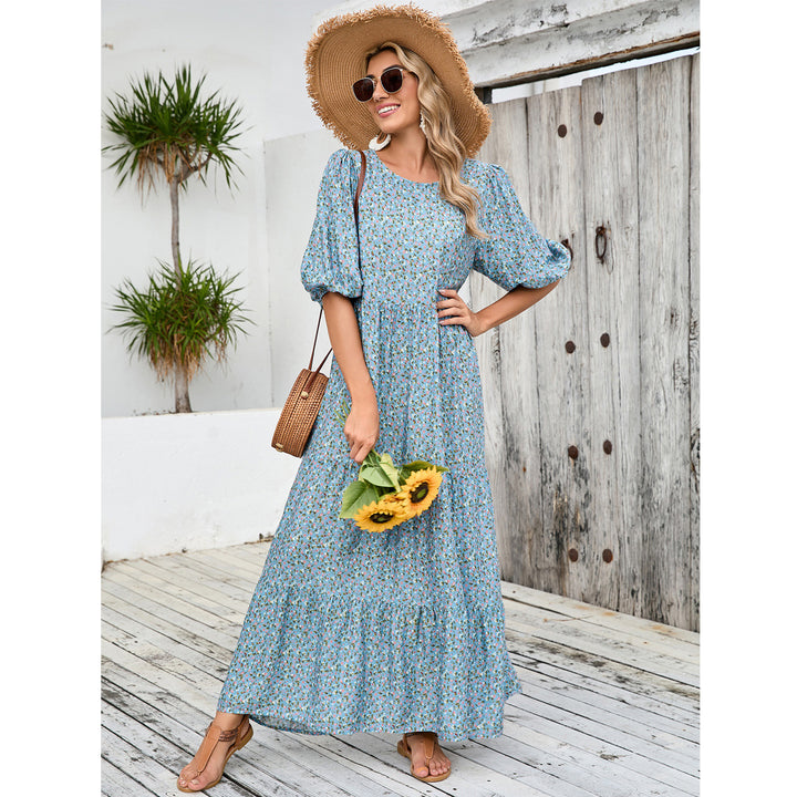 Damen Maxikleid mit Volant und floralen Details Drune