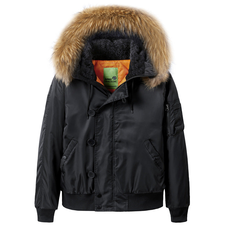 Herren  schwerer isolierter Pilotenparka-Jacke mit abnehmbarem Kunstfellkragen und sherpa-gefüttertem Innenraum Drune