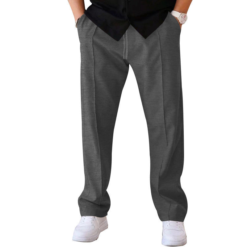 Herren Gerade geschnittene Freizeit-Hose mit Bundzug, Bügelfalte und Eingrifftaschen Drune
