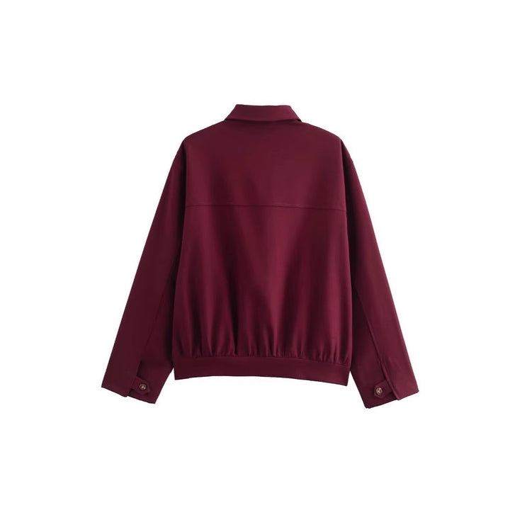 Damen langärmlige Utility-Jacke mit praktischen Taschen und hohem Kragen Drune
