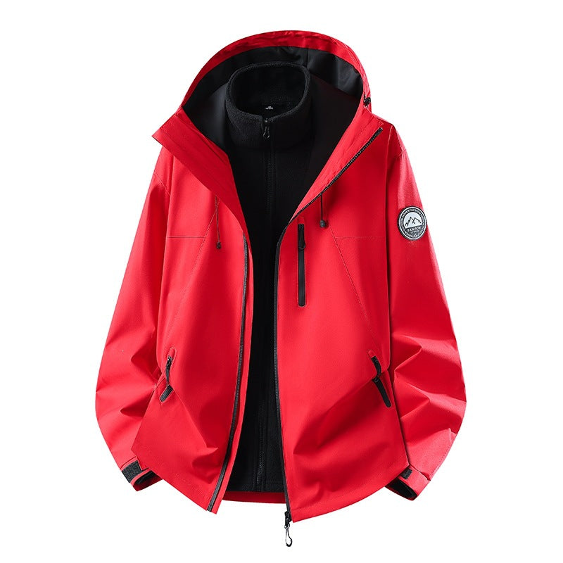 Herren dreiteilige Softshell-Outdoorjacke mit abnehmbarem Fleecefutter und Kapuze Drune