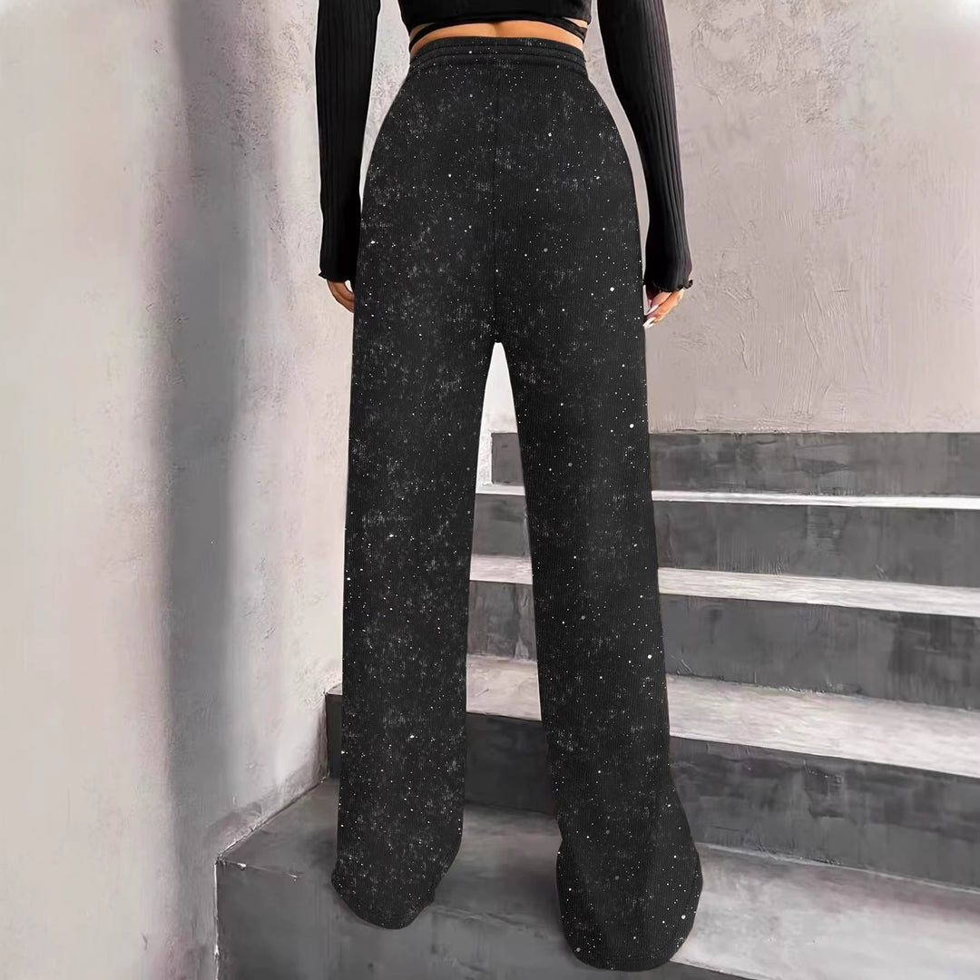 Damen nan weite Strickhose mit hochgeschnittenem Bund und Kordelzug Drune