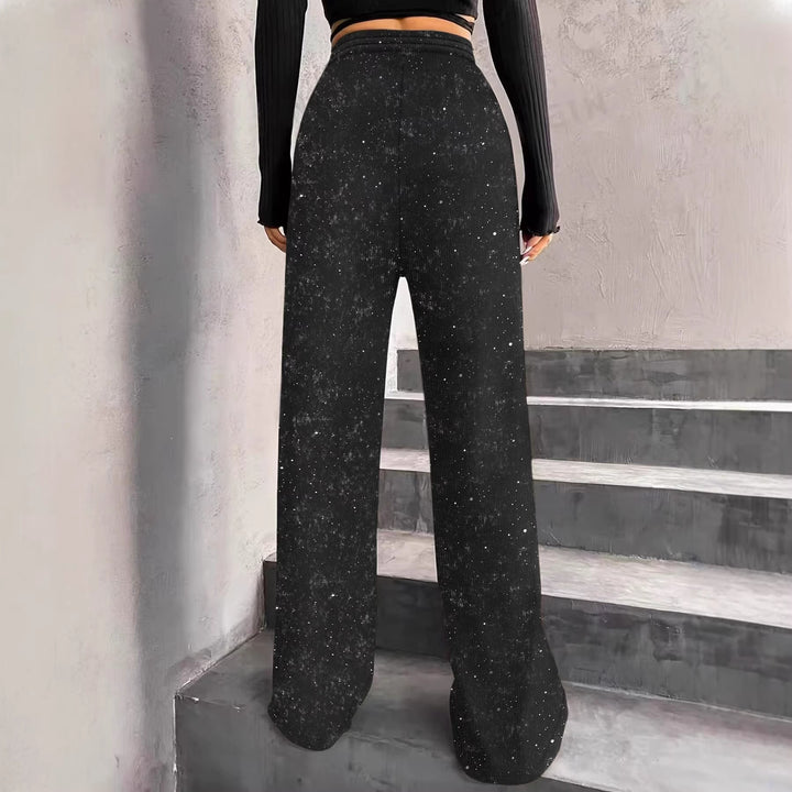 Damen nan weite Strickhose mit hochgeschnittenem Bund und Kordelzug Drune