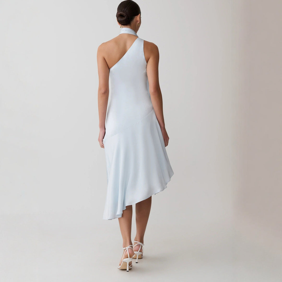Damen asymmetrisches Schlussteil Kleid mit schmalem Träger Drune