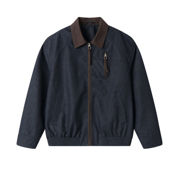Herren Kurzblouson aus Canvas mit Cordkragen, Brustreißverschluss und elastischem Saum Drune