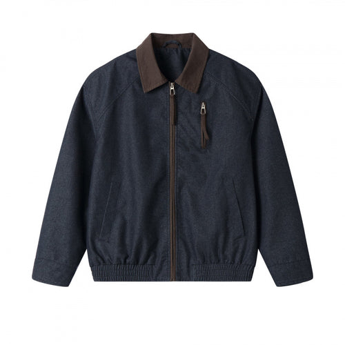 Herren Kurzblouson aus Canvas mit Cordkragen, Brustreißverschluss und elastischem Saum Drune