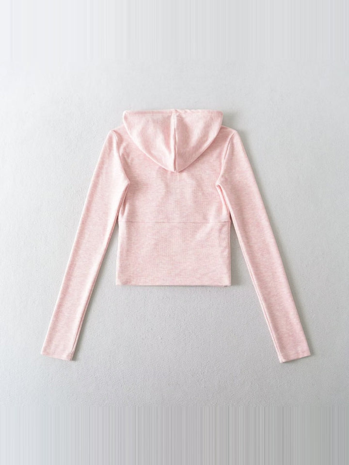 Damen Crop-Hoodie mit praktischem Reißverschluss und sportlichem Design Drune