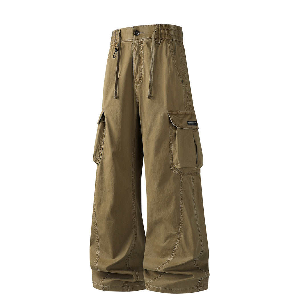 Herren Weite Utility-Cargohose mit Tunnelzugbund, Segmentnähten und großen Klappfächern Drune