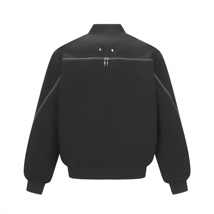 Unisex Boxy-Bomberjacke mit durchgehendem Reißverschluss, geripptem Saum und Brust‑Welttasche Drune