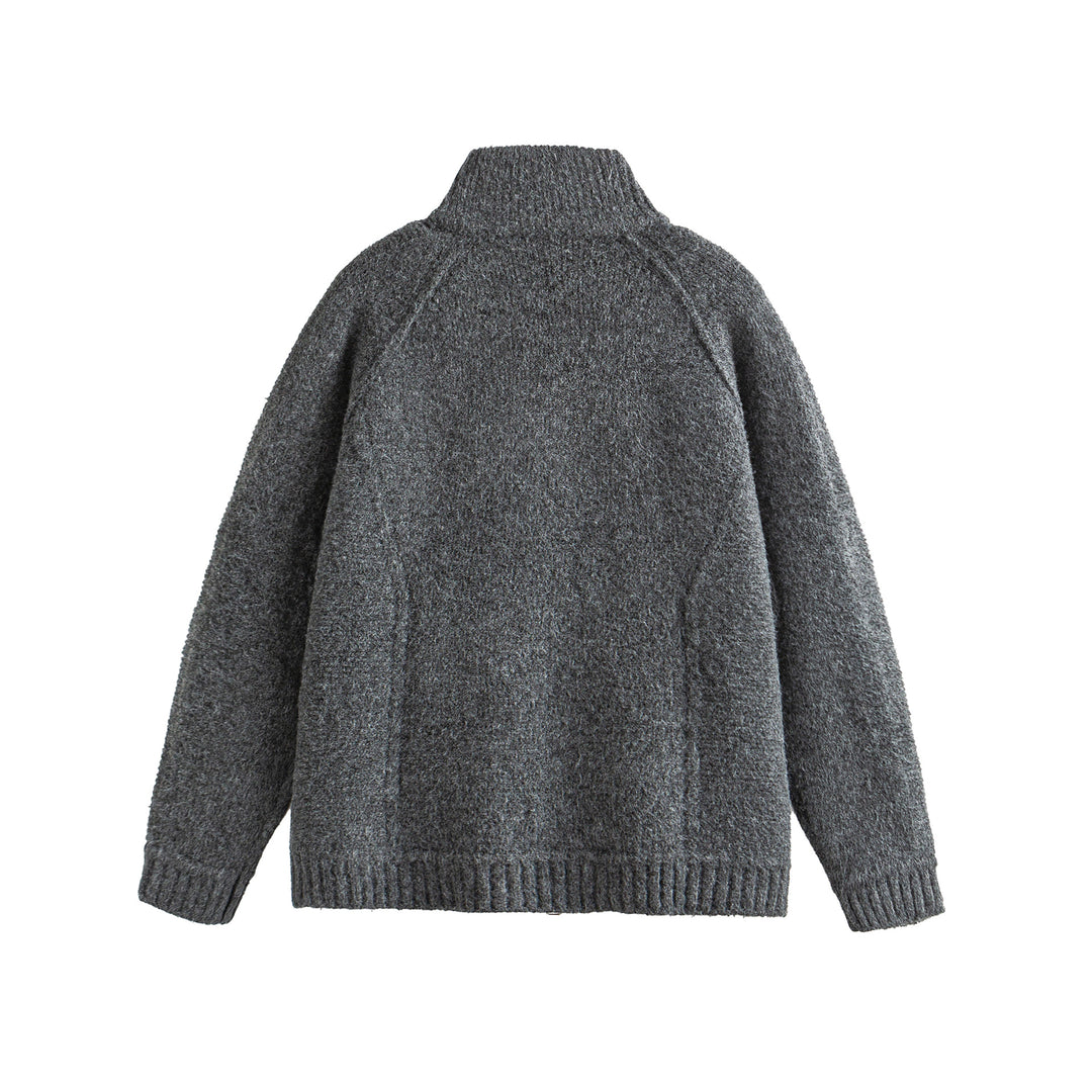 Unisex Strick-Zipjacke im Boxy-Cut mit hohem Rippkragen und Raglanärmeln Drune