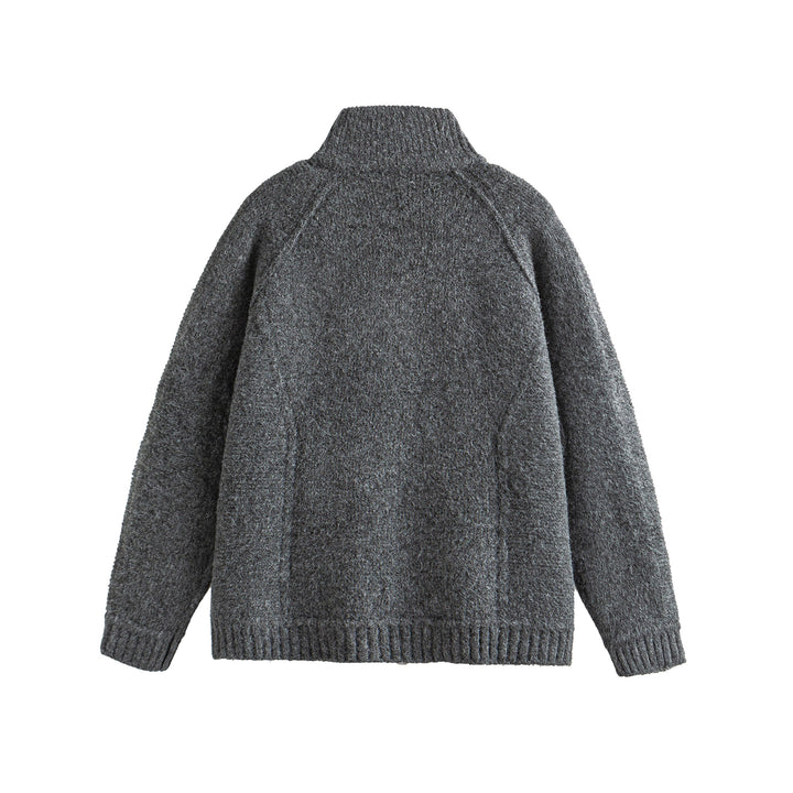 Unisex Strick-Zipjacke im Boxy-Cut mit hohem Rippkragen und Raglanärmeln Drune