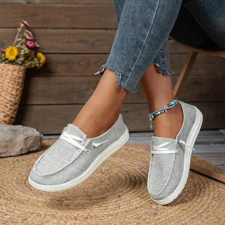 Damen  lässige Leinen-Slipper mit gepolstertem Memory-Fußbett und rutschfester Flexsohle Drune