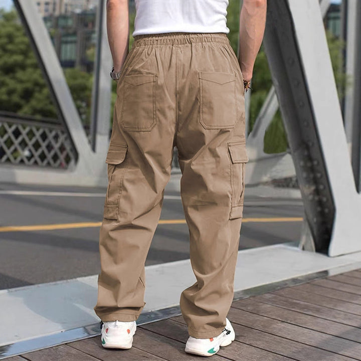 Herren lässige Cargo-Hose mit elastischem Bund und multifunktionalen Taschen Drune