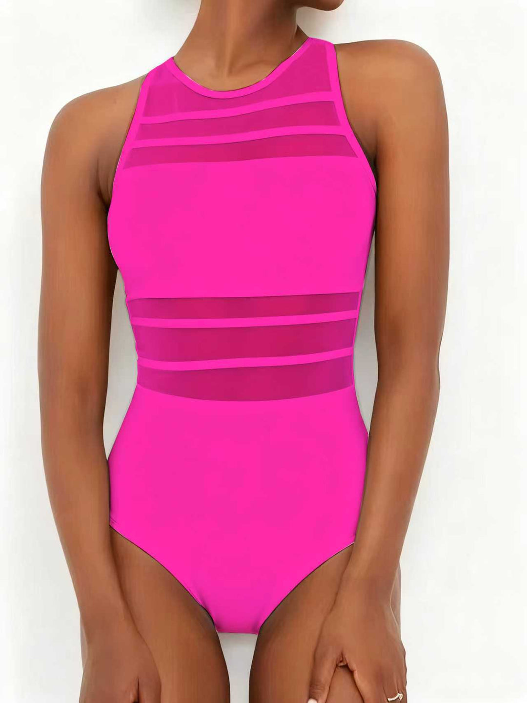 Damen Sportlicher Einteiler mit transparenten Einsätzen Drune