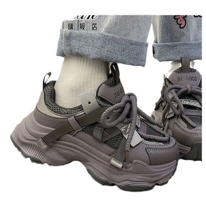 Damen Sportliche Chunky Sneakers mit atmungsaktiver Mesh-Oberfläche und innovativem Schnürsystem Drune