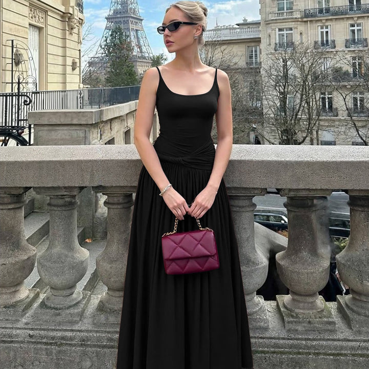 Damen Elegantes Maxikleid mit Wickel-Design und elastischem Oberteil Drune