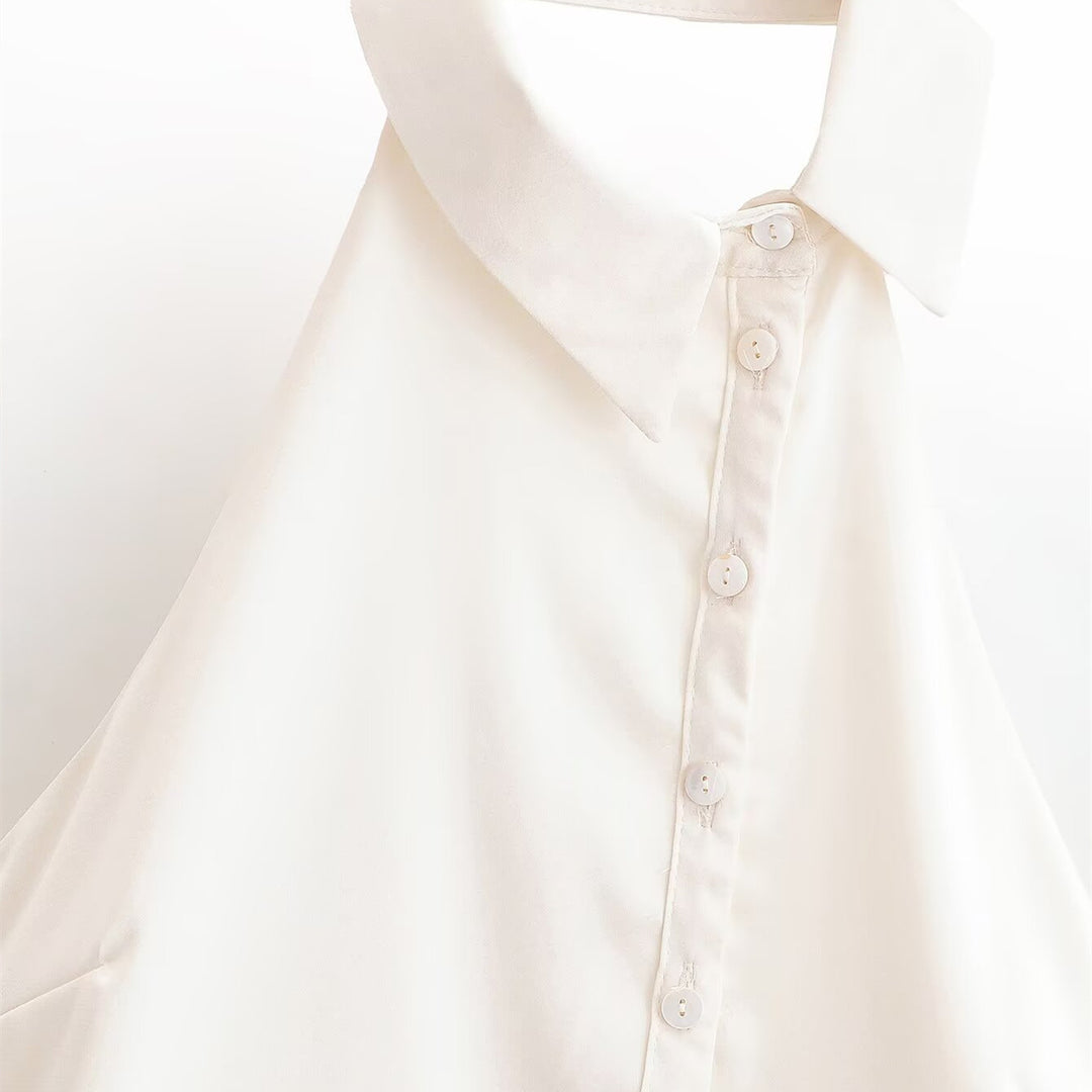 Damen Halterneck Bluse mit eleganter Knopfleiste Drune
