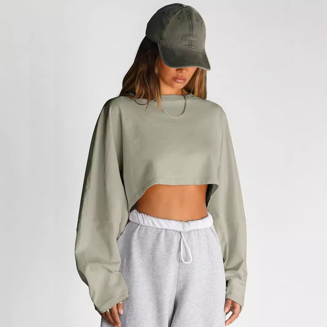Damen lässiger Crop-Pullover Drune