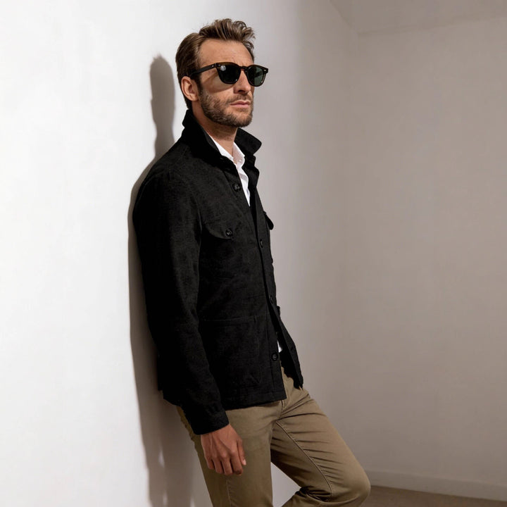 Herren Leichte Fieldjacke aus Baumwoll-Leinen mit Pattentaschen Drune