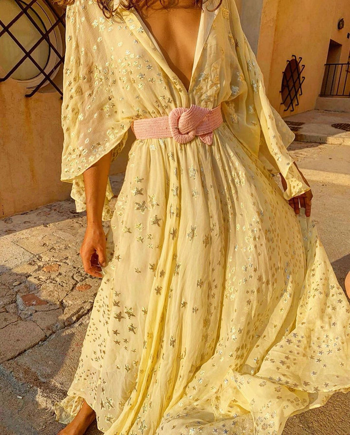 Damen Maxikleid mit elegantem Glitzer und weitem Schnitt Drune