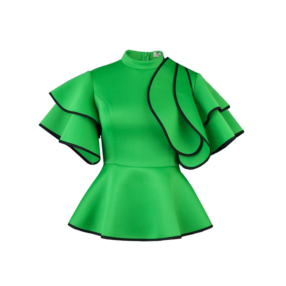 Damen Peplum-Top mit ausgefallenen Rüschen und asymmetrischem Schnitt Drune
