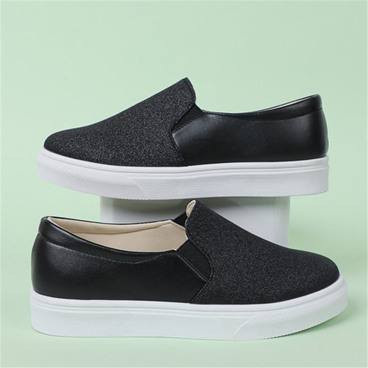 Damen Elegante Slip-On Sneakers mit glitzernder Oberfläche und rutschfester Sohle Drune