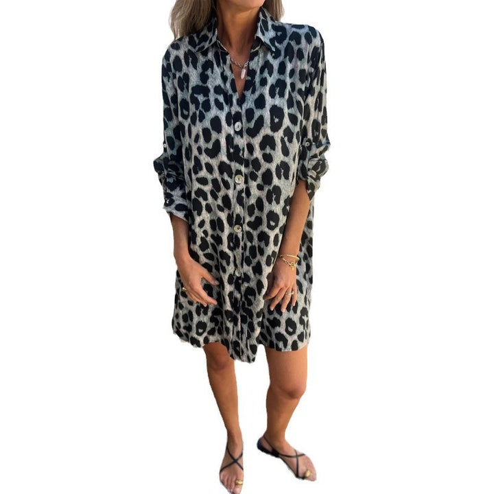 Damen Hemdblusenkleid im angesagten Leo-Design mit komfortablem Schnitt Drune
