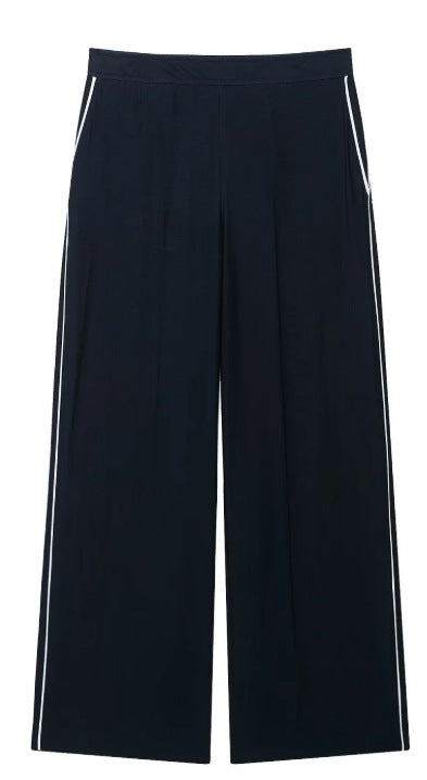 Damen Hochtaillierte Culotte-Hose mit weitem Bein und dekorativem Taillengürtel Drune