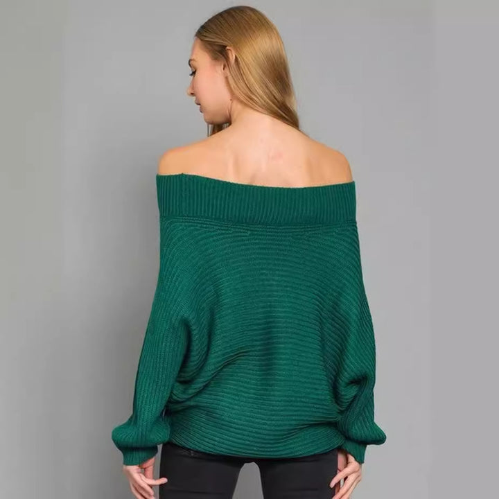 Damen legerer Pullover mit asymmetrischem Ausschnitt und weiten Ärmeln Drune