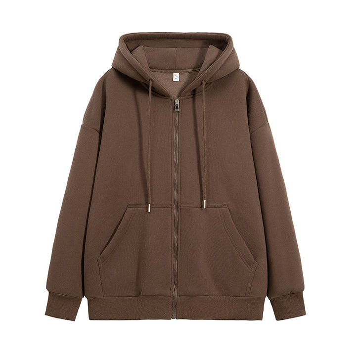 Unisex Oversize Kapuzen-Fleecejacke mit Boxy-Schnitt und Metall-Reißverschluss Drune