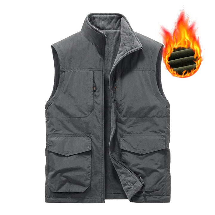 Herren Utility‑Weste mit Multi‑Taschen, Stehkragen & atmungsaktivem Mesh‑Futter Drune