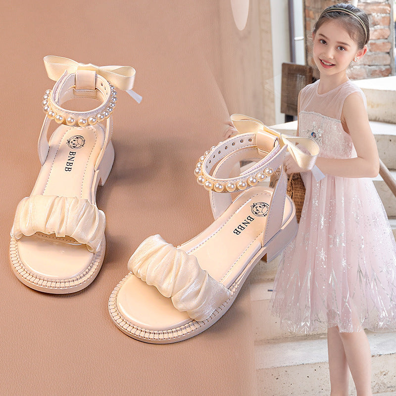 Damen Elegante Perlen-Besetzte Knöchelriemen Sandalen Drune