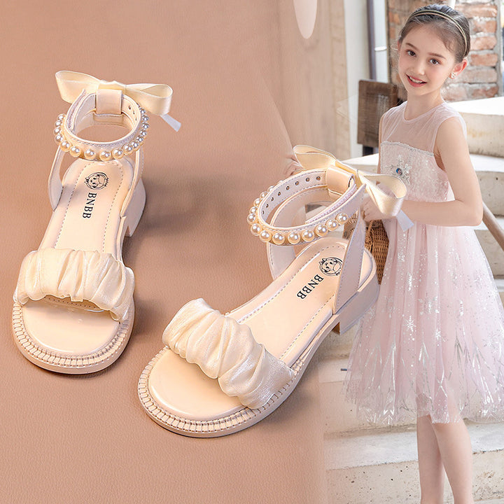 Damen Elegante Perlen-Besetzte Knöchelriemen Sandalen Drune
