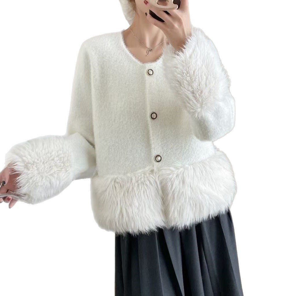Damen Stilvolle und Flauschige Strickjacke Drune