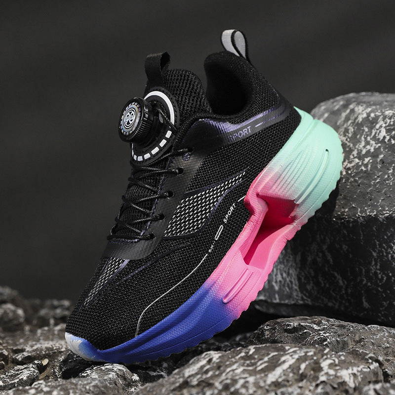 Damen Sportliche Mesh-Laufsneaker mit Drehverschluss und gedämpfter Plateausohle Drune