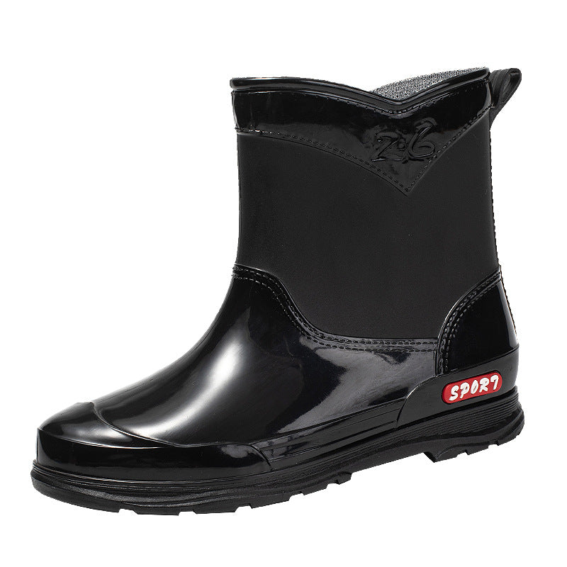 Damen Ankle‑Gummistiefel im Chelsea‑Stil mit glänzender Schutzschicht und griffiger Profilsohle Drune