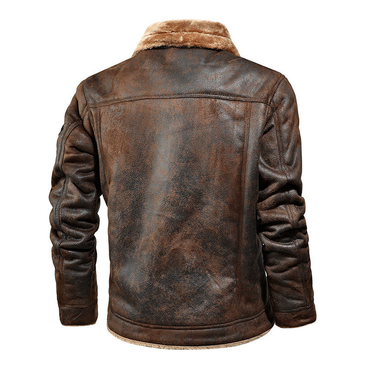 Herren Aviatorjacke mit Teddyfutter und Vintage-Lederoptik Drune