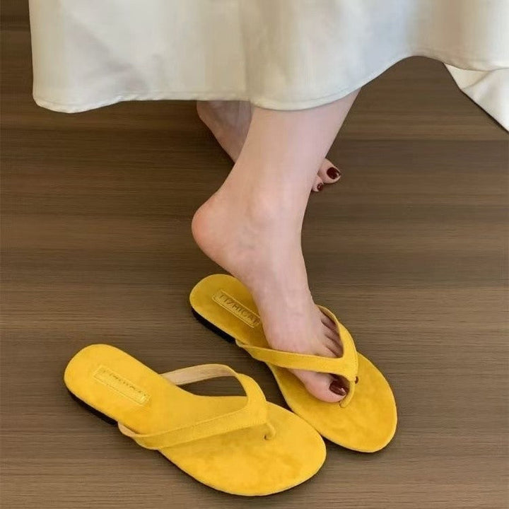 Damen Zehentrenner aus weichem Veloursleder mit ergonomischem Fußbett Drune