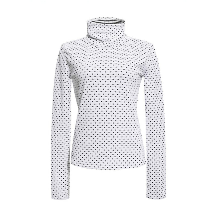 Damen Rollkragen-Feinstrickshirt mit Punktmuster und elastischem Jersey Drune