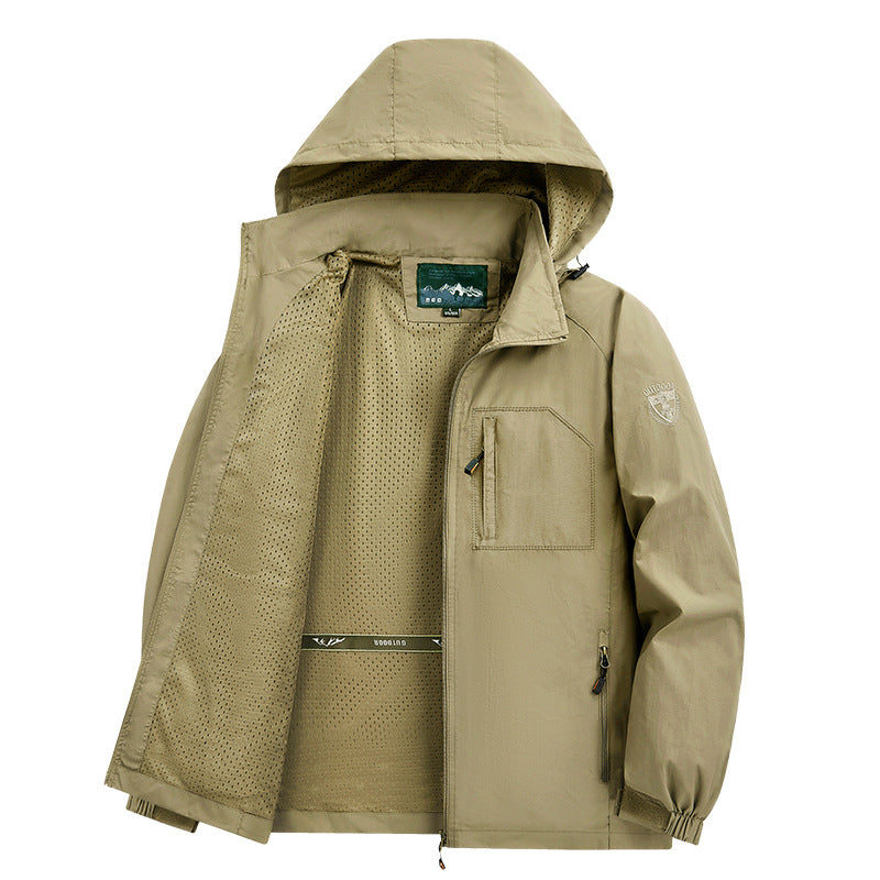 Herren Leichte und atmungsaktive Outdoorjacke mit Kapuze Drune
