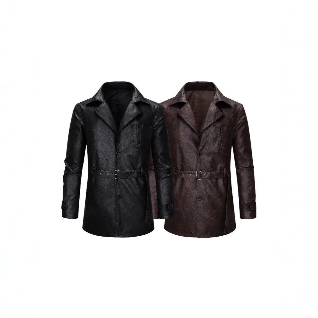 Herren Elegante Kunstlederjacke mit praktischen Taschen Drune