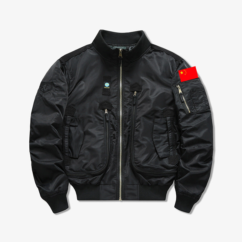 Herren Modische Bomberjacke mit Mehreren Taschen Drune