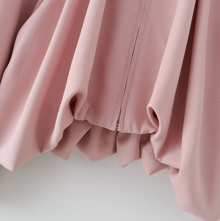 Damen Kurzjacke mit Kräusel-Volants, weitem Ärmel und Reißverschluss Drune